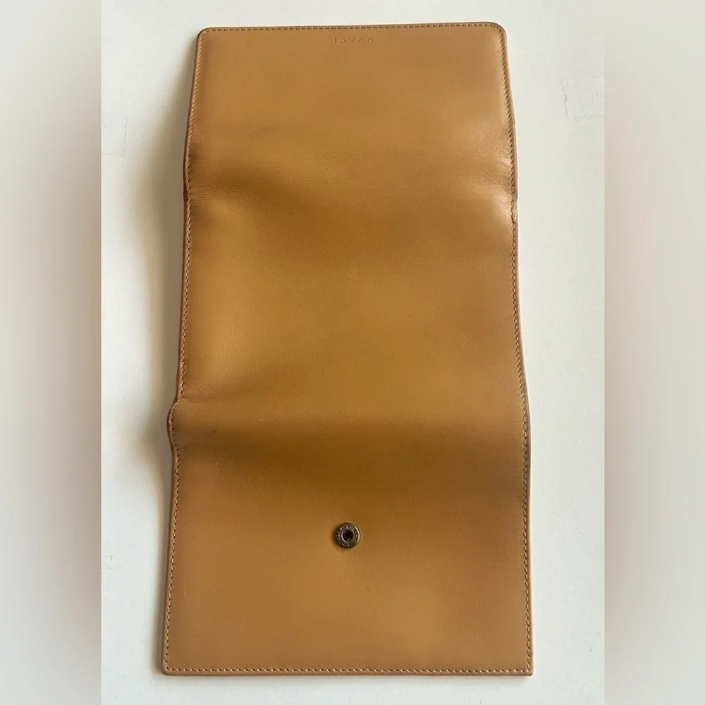 Vintage Coach Leather Tri Fold Card Holder Wallet Tan Camel 5.5”x4”